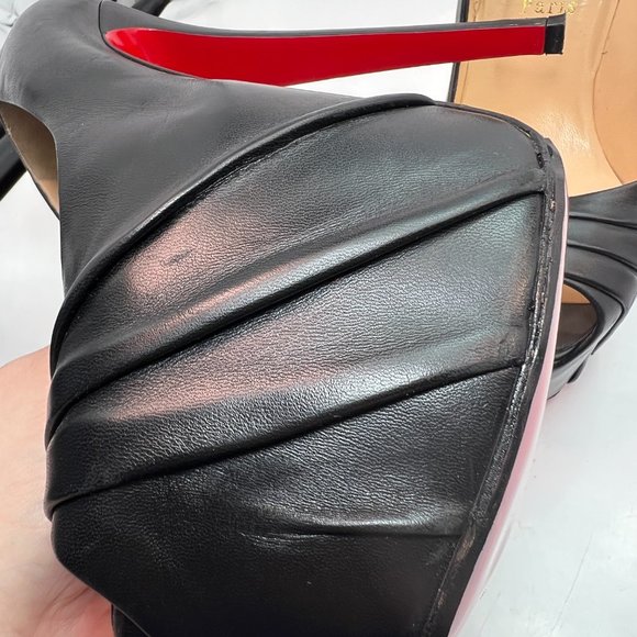 Christian Louboutin Drapesse 160 Black Leather Heels 40.5 - Picture 4 of 11